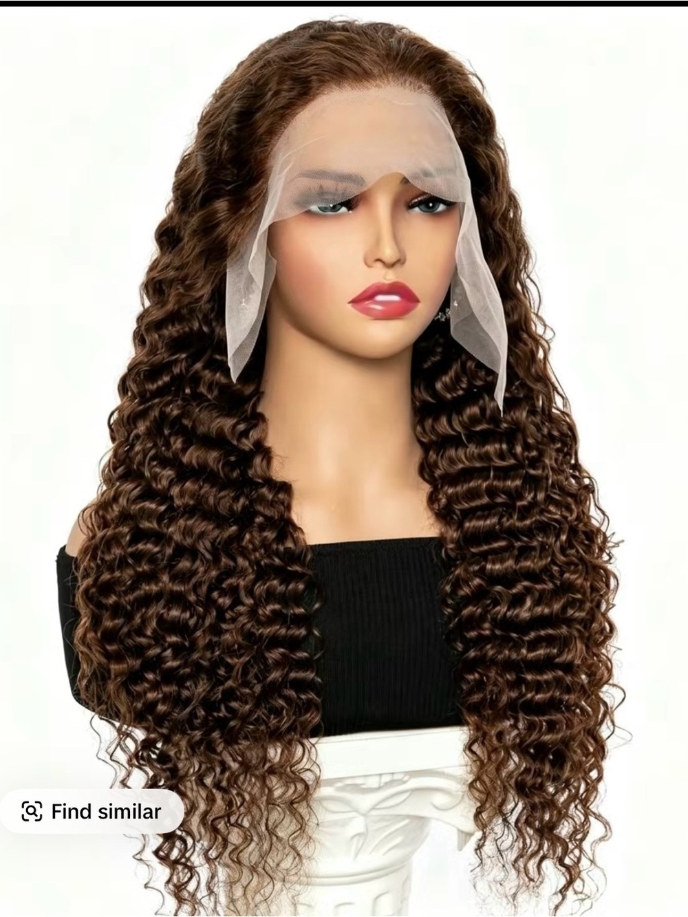 Long Deep Curly Lace Front Wig - Brown